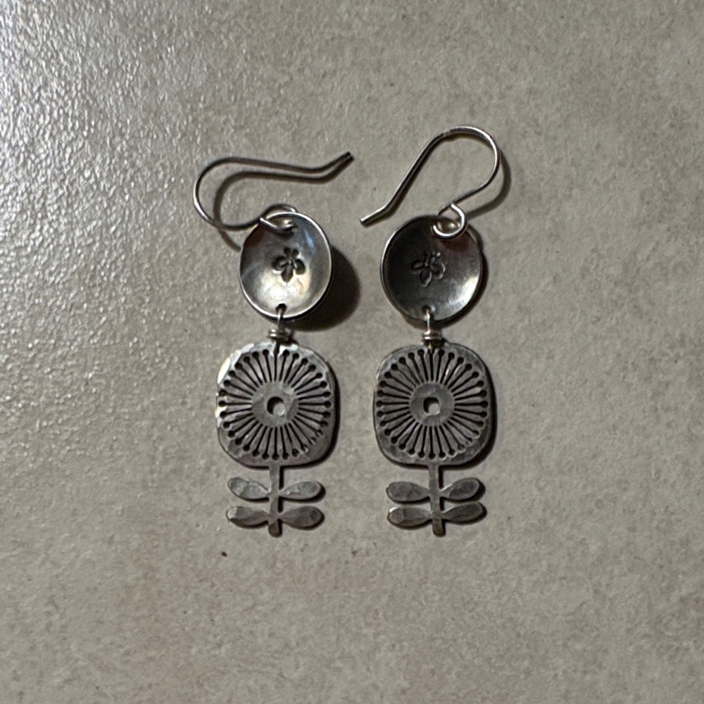 Elegant Silver Floral Earrings